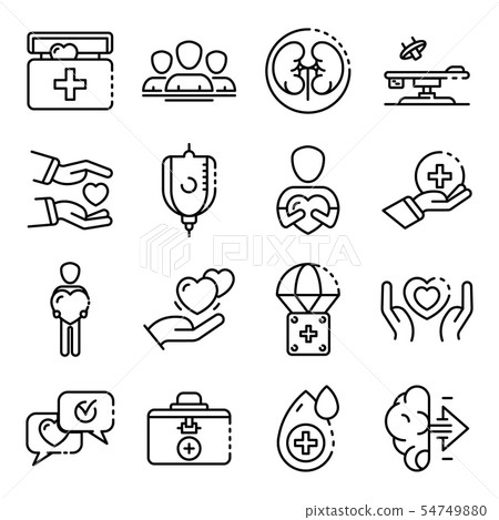 Donate organs icons set, outline style Donate organs icons set, outline style 54749880