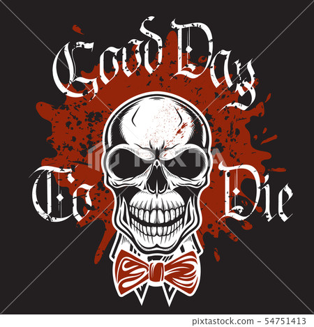 Vintage print for T-shirts with smiling skull 54751413