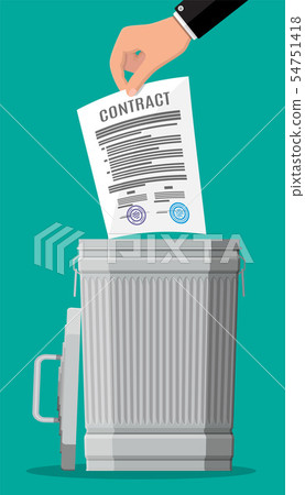 Businessman throws the contract in trash bin 54751418