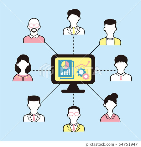 Various people are connected around PC - Stock Illustration [54751947 ...