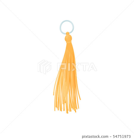 Orange tassel on a metal ring. Vector illustration on white background. 54751973