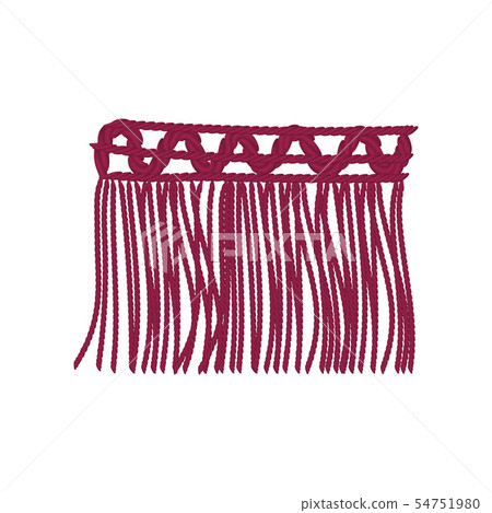 Burgundy braid with long threads. Vector illustration on white background. Burgundy braid with long threads. Vector illustration on white background. 54751980