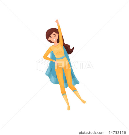 Woman superhero in a yellow suit. Vector illustration on white background. Woman superhero in a yellow suit. Vector illustration on white background. 54752156