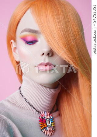Art fashion studio portrait of beautiful redhead 54752353