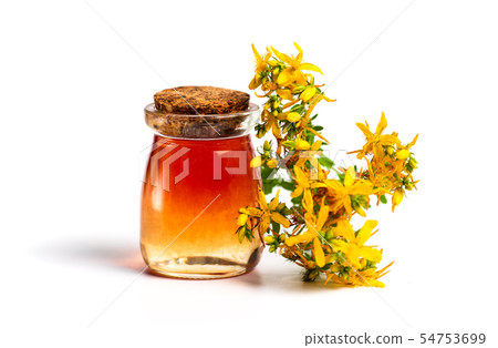 Pot marigold oil and flowers isolated 54753699