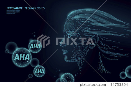 Fruit acid beauty salon peeling. Female face AHA glycolic lactic acids exfoliant anti-aging 54753894