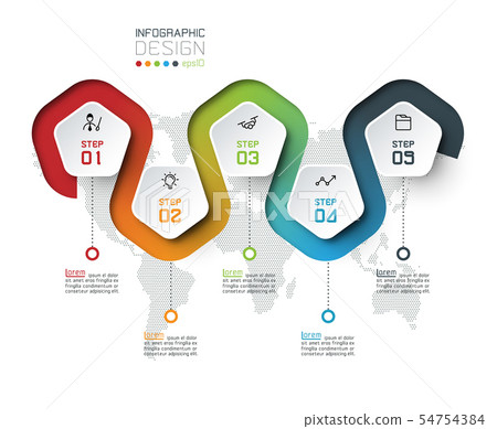 Pentagon label with color line linked Pentagon label with color line linked 54754384