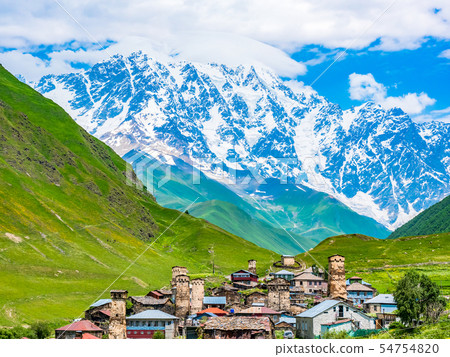 Wonderful view on village in the mountains 54754820