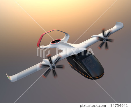 Image of a flying taxi in flight. Short distance ride share concept 54754941