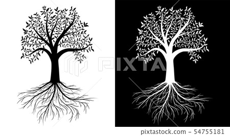 Vector tree with leaves and roots Vector tree with leaves and roots 54755181