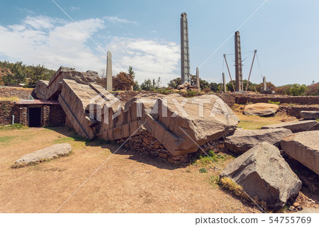 Ancient obelisks in city Aksum, Ethiopia Ancient obelisks in city Aksum, Ethiopia 54755769