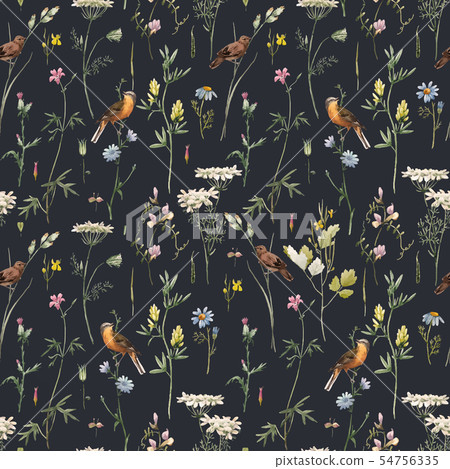 Watercolor floral vector pattern Watercolor floral vector pattern 54756335