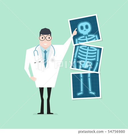 Doctor pointing x-ray film. Health check up. Doctor pointing x-ray film. Health check up. 54756980