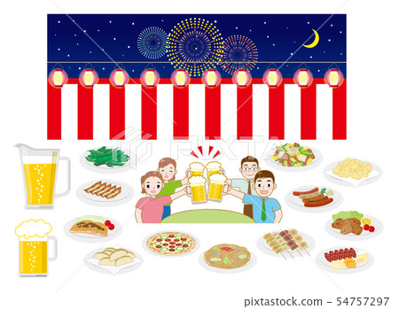 Beer garden illustration set Beer garden illustration set 54757297