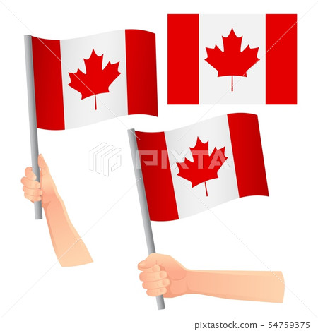 Canada flag in hand set 54759375
