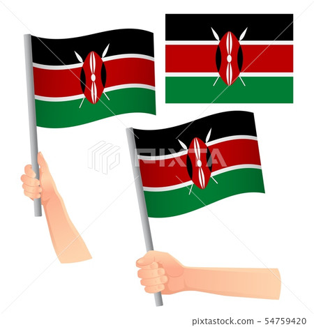 Kenya flag in hand set 54759420