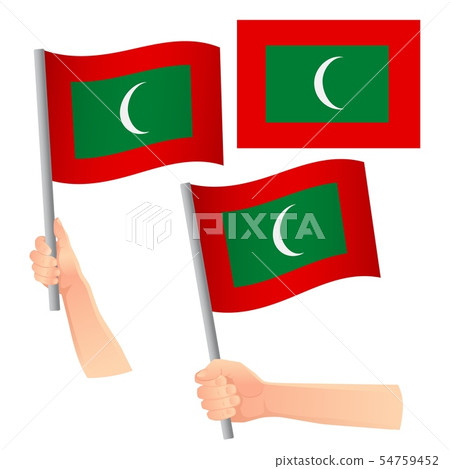 Maldives flag in hand set 54759452