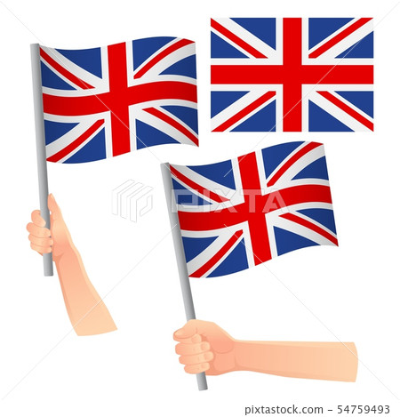 United Kingdom flag in hand set United Kingdom flag in hand set 54759493
