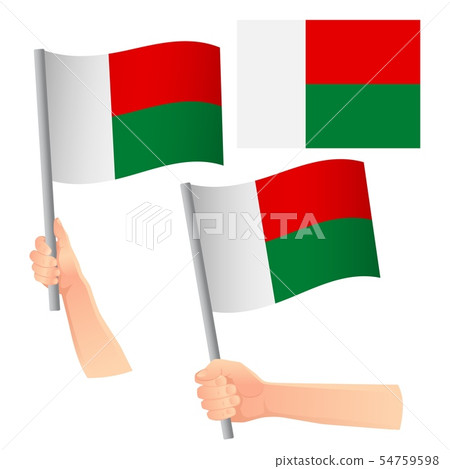 Madagascar flag in hand set Madagascar flag in hand set 54759598