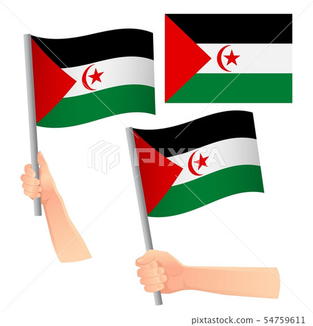 Sahrawi Arab Democratic Republic flag in hand set Sahrawi Arab Democratic Republic flag in hand set 54759611