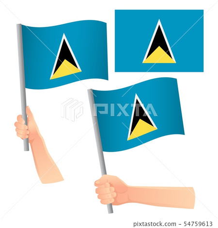 Saint Lucia flag in hand set Saint Lucia flag in hand set 54759613