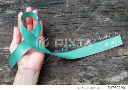 Teal ribbon for raising awareness on Cervical Canc Teal ribbon for raising awareness on Cervical Canc 54760290