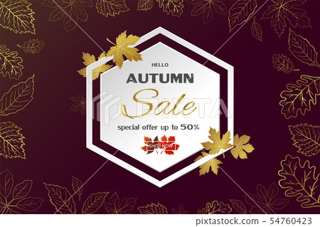 Autumn Sale Template Banner With Hexagon Frame Stock