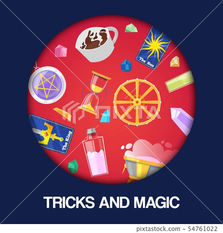 Magic show, tricks performance, circus background banner vector illustration. Accessories for Magic show, tricks performance, circus background banner vector illustration. Accessories for 54761022