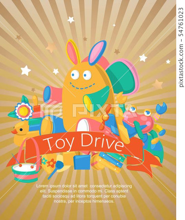 Toy drive set for babies poster, card vector illustration. Cute objects for small children to play 54761023