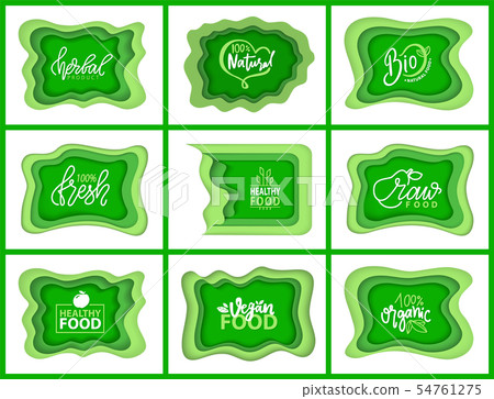 Natural Food Logotypes with Plant Leaves Flora 54761275