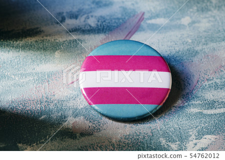 badge patterned with a transgender pride flag 54762012