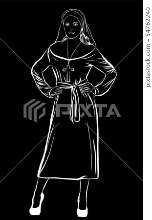vector illustration of a sexy nun whit black background vector illustration of a sexy nun whit black background 54762240
