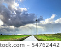wind turbines over blue sky in summer 54762442