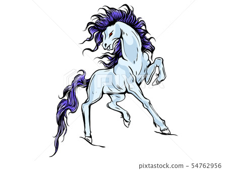 Vector silhouette of a running horse illustration 54762956