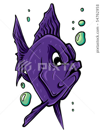 Vector aquarium fish silhouette illustration. Colorful cartoon flat aquarium fish icon 54762958