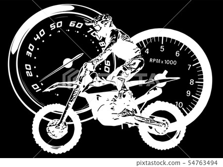 Motorbike rider, abstract vector silhouette. Road motorcycle racing 54763494