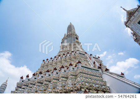 The steeple of Wat Arun temple in Bangkok, Thailand Close-up 54764261