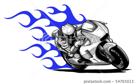 Fiery Sports Motorbike Racer Variation vector illustration 54765013