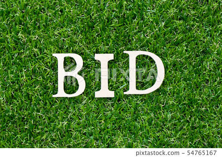 Wood letter in word bid on green grass background 54765167