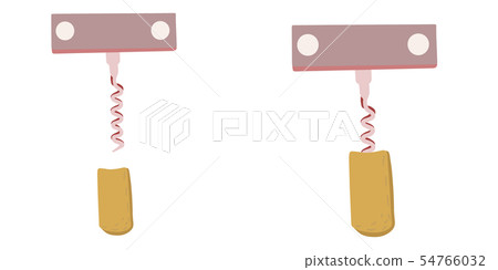Handheld corkscrew with a cork on white background 54766032