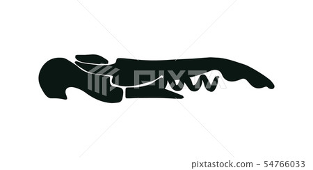 Corkscrew black silhouette on white background Corkscrew black silhouette on white background 54766033