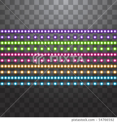 Various LED stripes on transparent background, glowing LED garlands. Set of pink, yellow, purple Various LED stripes on transparent background, glowing LED garlands. Set of pink, yellow, purple 54766592