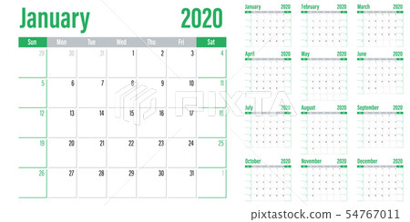 Calendar planner 2020 template vector illustration 54767011