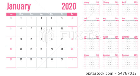 Calendar planner 2020 template vector illustration 54767012