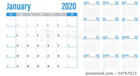 Calendar planner 2020 template vector illustration 54767013