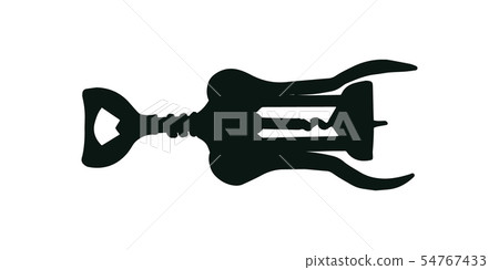 Corkscrew black silhouette on white background Corkscrew black silhouette on white background 54767433
