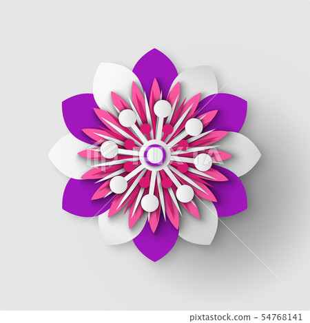 Poster Decorated by Bouquet, Flower Origami Vector 54768141