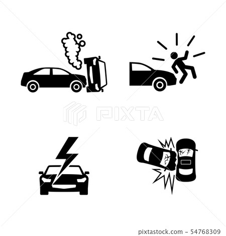 Crashed cars. Simple Related Vector Icons 54768309