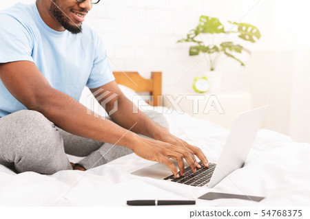 Student studies during online educational course at home 54768375