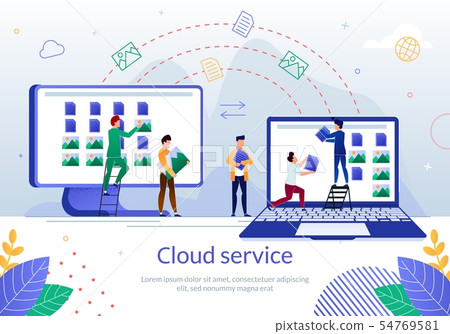 Cloud Service for Business Team Work Vector Poster 54769581